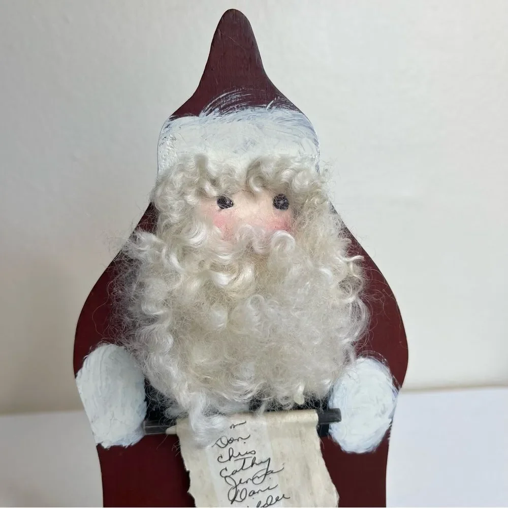Handmade Hand Painted Wood Carved Christmas Santa Presents Sack Toys Folk Art